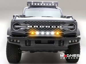Ford Bronco Front Bumper Bar Light Kit - Factory Bumper - ZROADZ - Top Mount - w/ 4x3" White & 2x 3 Inch Amber LED Pods